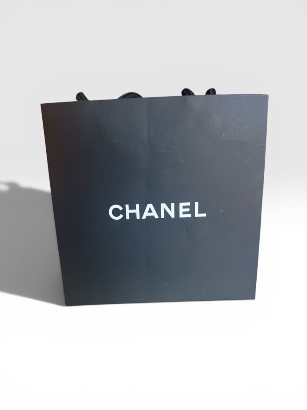 CHANEL Black Gift Bag velvety smooth finish with braided handle (CCXX002)